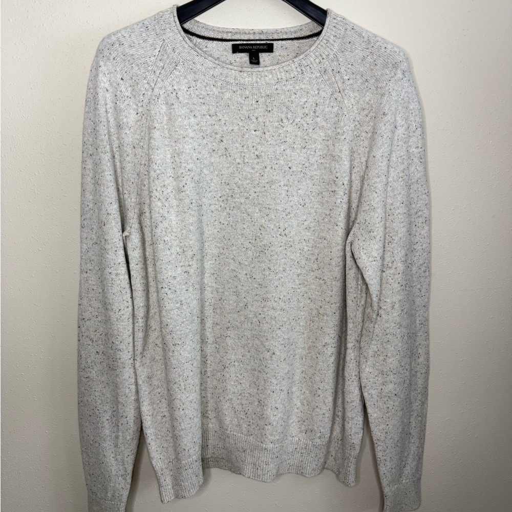 Banana Republic Men’s Heather Gray Speckled Crewneck Sweater Large Cotton Blend